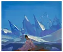 Постер "Куан-Ин", 1933, Н.К. Рерих, репродукция (29 х 35 см), печать на шелке.