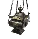 Курительница металлическая на цепочке, коричневая, 7,5 х 12,5 см. 
