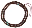 Четки из семян дерева бодхи, 108 бусин (коричневые с камнями).