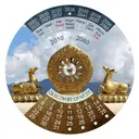 Календарь вращающийся пластиковый "Колесо дхармы" на 2010-2060 гг, 14,4 см.