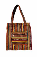 Сумка полосатая красно-желтая, 41 х 37 см. 