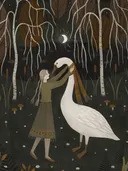 Открытка Гуси-лебеди, 10,4 х 14,8 см. 