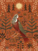 Открытка Алконост (красный), 10,4 х 14,8 см. 